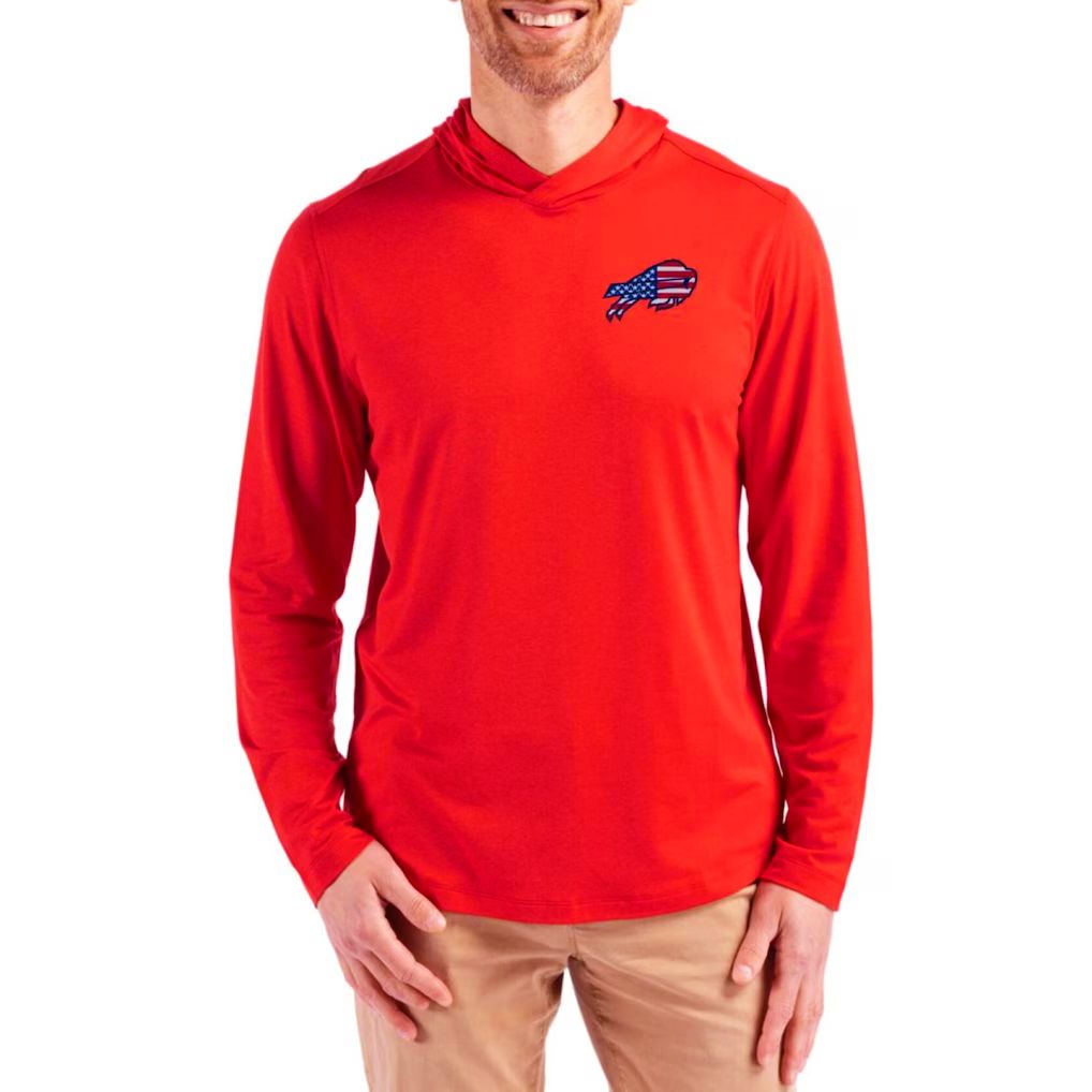 Men 2026 NFL Buffalo Bills Hooded long sleeved T-shirt red 001->nfl t-shirts->Sports Accessory